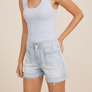M Jeans by Maurice’s Light Blue High-Waisted Jean Shorts with Frayed Hem